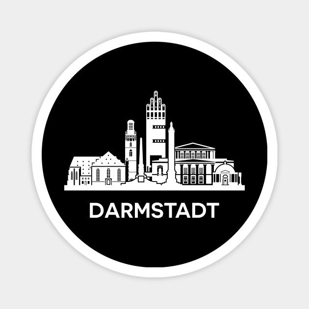 Darmstadt Skyline, white Magnet by yulia-rb